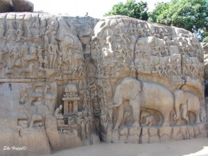 das Steinrelief in Mamallapuram